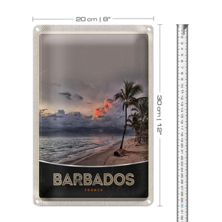 Blechschild Reise 20x30cm Barbados Strand Meer Unwetter Urlaub