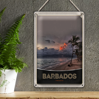 Blechschild Reise 20x30cm Barbados Strand Meer Unwetter Urlaub