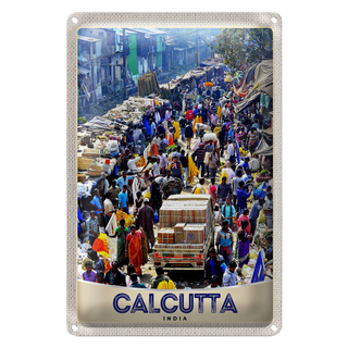 Blechschild Reise 20x30cm Calcutta Indien 4,5 Milionen Einwohner