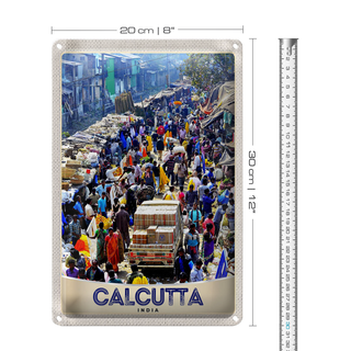Blechschild Reise 20x30cm Calcutta Indien 4,5 Milionen Einwohner
