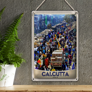 Blechschild Reise 20x30cm Calcutta Indien 4,5 Milionen Einwohner