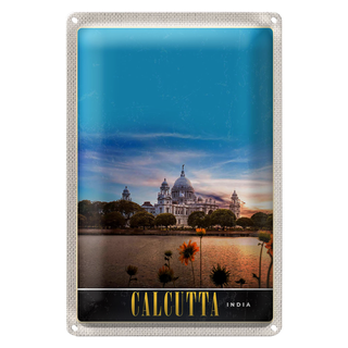 Blechschild Reise 20x30cm Calcutta Indien Meer Architektur Trip
