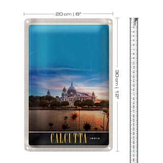 Blechschild Reise 20x30cm Calcutta Indien Meer Architektur Trip