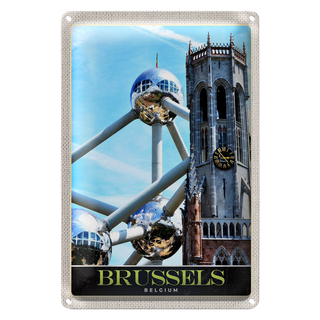 Blechschild Reise 20x30cm Belgien Brüssel Europa Atomium Urlaub