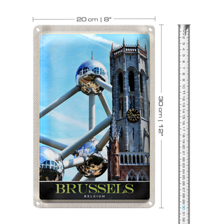 Blechschild Reise 20x30cm Belgien Brüssel Europa Atomium Urlaub