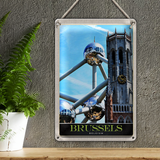 Blechschild Reise 20x30cm Belgien Brüssel Europa Atomium Urlaub