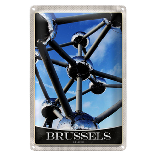 Blechschild Reise 20x30cm Brüssel Belgien Atomium Chemie Urlaub