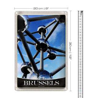 Blechschild Reise 20x30cm Brüssel Belgien Atomium Chemie Urlaub