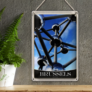 Blechschild Reise 20x30cm Brüssel Belgien Atomium Chemie Urlaub