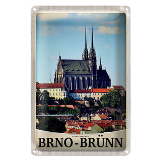 Blechschild Reise 20x30cm Brno-Brünn Tschechien Stadt Kirche
