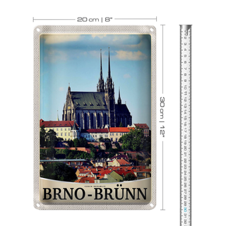 Blechschild Reise 20x30cm Brno-Brünn Tschechien Stadt Kirche