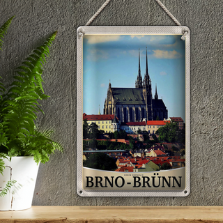 Blechschild Reise 20x30cm Brno-Brünn Tschechien Stadt Kirche