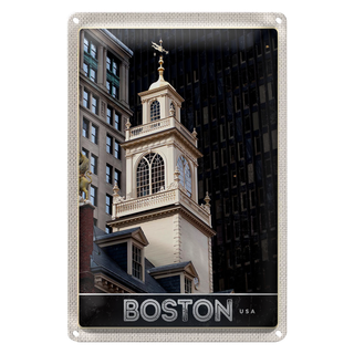 Blechschild Reise 20x30cm USA Amerika Boston Sehenswürdigkeit