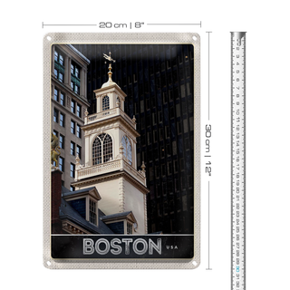 Blechschild Reise 20x30cm USA Amerika Boston Sehenswürdigkeit