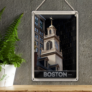 Blechschild Reise 20x30cm USA Amerika Boston Sehenswürdigkeit
