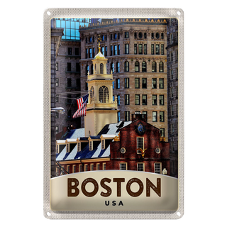 Blechschild Reise 20x30cm Amerika USA Boston Architektur