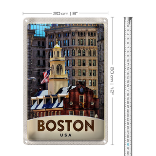 Blechschild Reise 20x30cm Amerika USA Boston Architektur