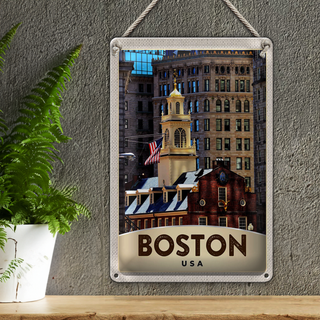 Blechschild Reise 20x30cm Amerika USA Boston Architektur