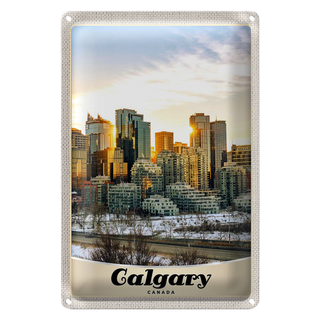 Blechschild Reise 20x30cm Calgary Kanada Europa Urlaub Schnee