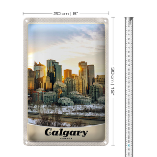 Blechschild Reise 20x30cm Calgary Kanada Europa Urlaub Schnee