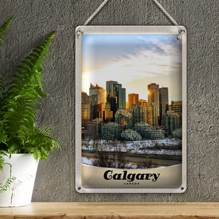 Blechschild Reise 20x30cm Calgary Kanada Europa Urlaub Schnee