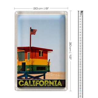 Blechschild Reise 20x30cm California Amerika Küste Strand Meer