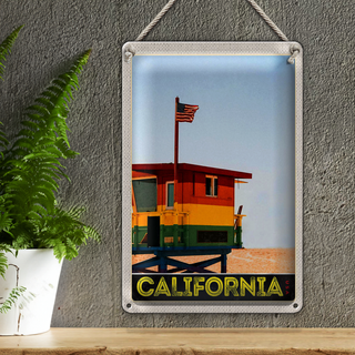 Blechschild Reise 20x30cm California Amerika Küste Strand Meer