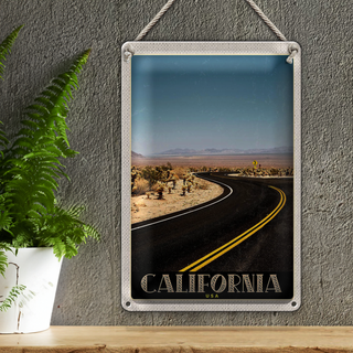 Blechschild Reise 20x30cm California Amerika Strand Straße Wüste