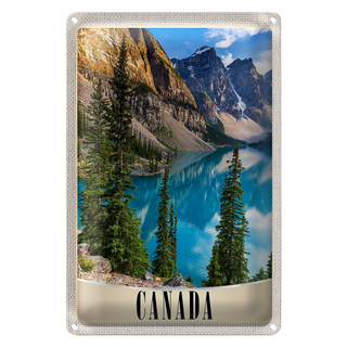 Blechschild Reise 20x30cm Kanada Europa Schnee Winter Meer