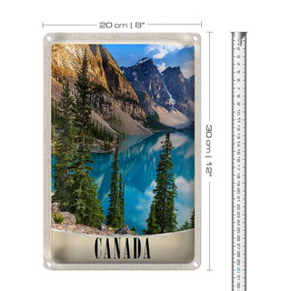 Blechschild Reise 20x30cm Kanada Europa Schnee Winter Meer