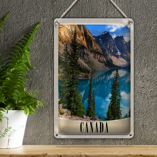 Blechschild Reise 20x30cm Kanada Europa Schnee Winter Meer