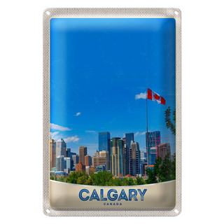 Blechschild Reise 20x30cm Calgary Kanada Stadt Flagge Urlaub