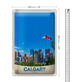 Blechschild Reise 20x30cm Calgary Kanada Stadt Flagge Urlaub
