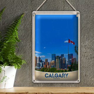 Blechschild Reise 20x30cm Calgary Kanada Stadt Flagge Urlaub