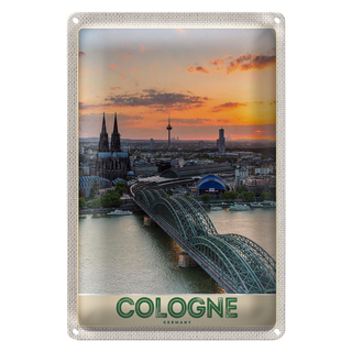 Blechschild Reise 20x30cm Köln Deutschlan Stadttrip Dom Brücke