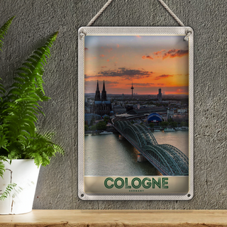 Blechschild Reise 20x30cm Köln Deutschlan Stadttrip Dom Brücke