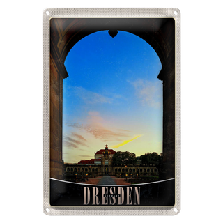 Blechschild Reise 20x30cm Dresden Schloss Vorgarten Mittelalter