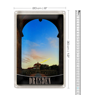 Blechschild Reise 20x30cm Dresden Schloss Vorgarten Mittelalter