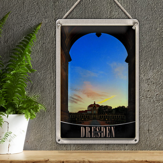Blechschild Reise 20x30cm Dresden Schloss Vorgarten Mittelalter