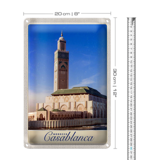 Blechschild Reise 20x30cm Casablanca Marokko Architektur Afrika