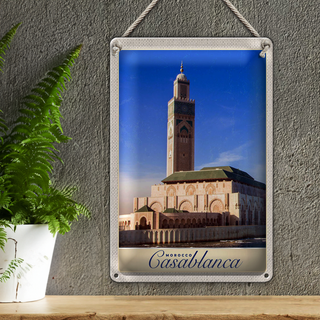 Blechschild Reise 20x30cm Casablanca Marokko Architektur Afrika