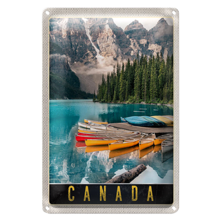 Blechschild Reise 20x30cm Kanada Europa Meer Gebirge Boot Urlaub