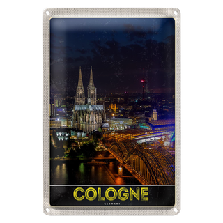 Blechschild Reise 20x30cm Köln Deutschland Dom Brücke Bahnhof