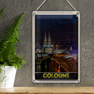 Blechschild Reise 20x30cm Köln Deutschland Dom Brücke Bahnhof