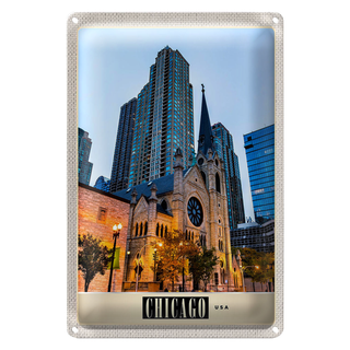 Blechschild Reise 20x30cm Chicago Amerika Stadt Hochhaus Urlaub