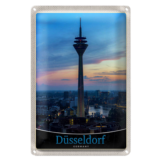 Blechschild Reise 20x30cm Düsseldorf Fernseherturm Ausblick Trip