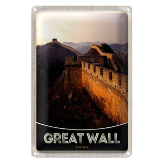 Blechschild Reise 20x30cm China Asien Chinesiche Mauer 1222km
