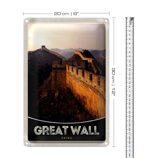 Blechschild Reise 20x30cm China Asien Chinesiche Mauer 1222km