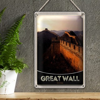 Blechschild Reise 20x30cm China Asien Chinesiche Mauer 1222km