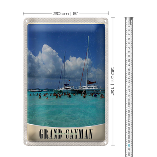 Blechschild Reise 20x30cm Grand Cayman Insel Amerika Yacht